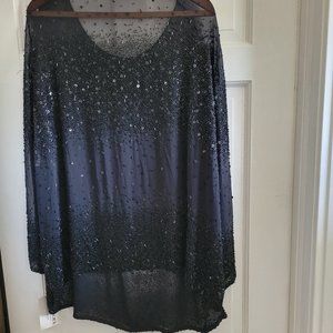 Emanuel Ungaro Black Pure Silk Sequin Top Size 18